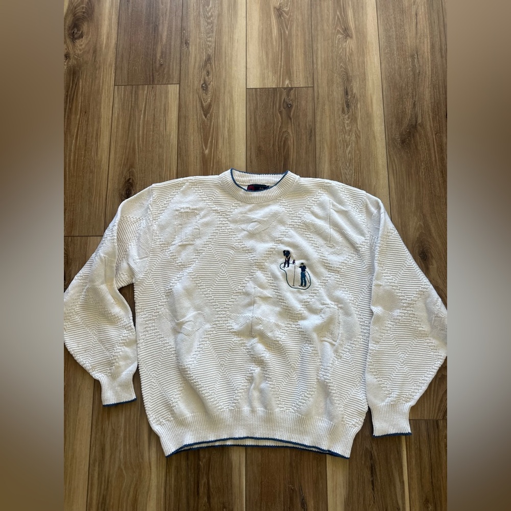 Isle of Cotton vintage men’s Crewneck Sweater with golf Embroidery size large